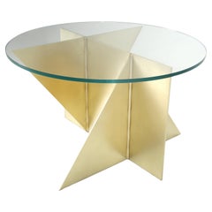 Modern Brass and Glass Center Hall or Dining Table by Old Plank Made in America