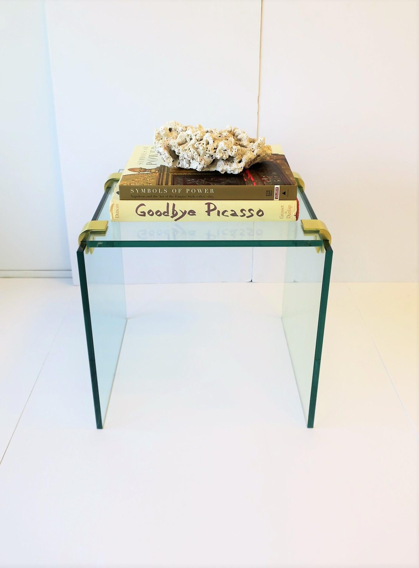Modern Brass and Glass End or Side Table after Leon Rosen for Pace 4