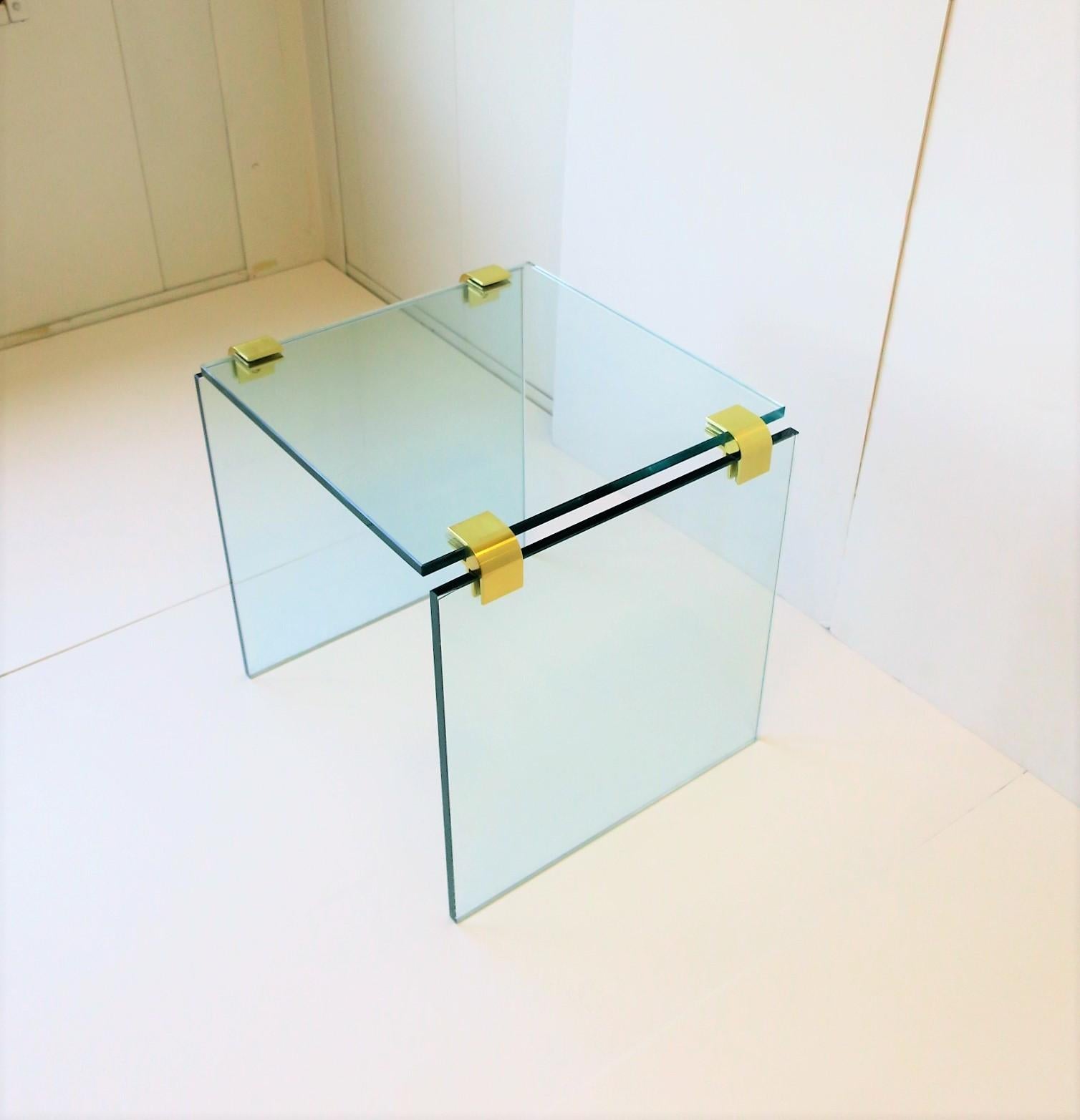 Modern Brass and Glass End or Side Table after Leon Rosen for Pace 5