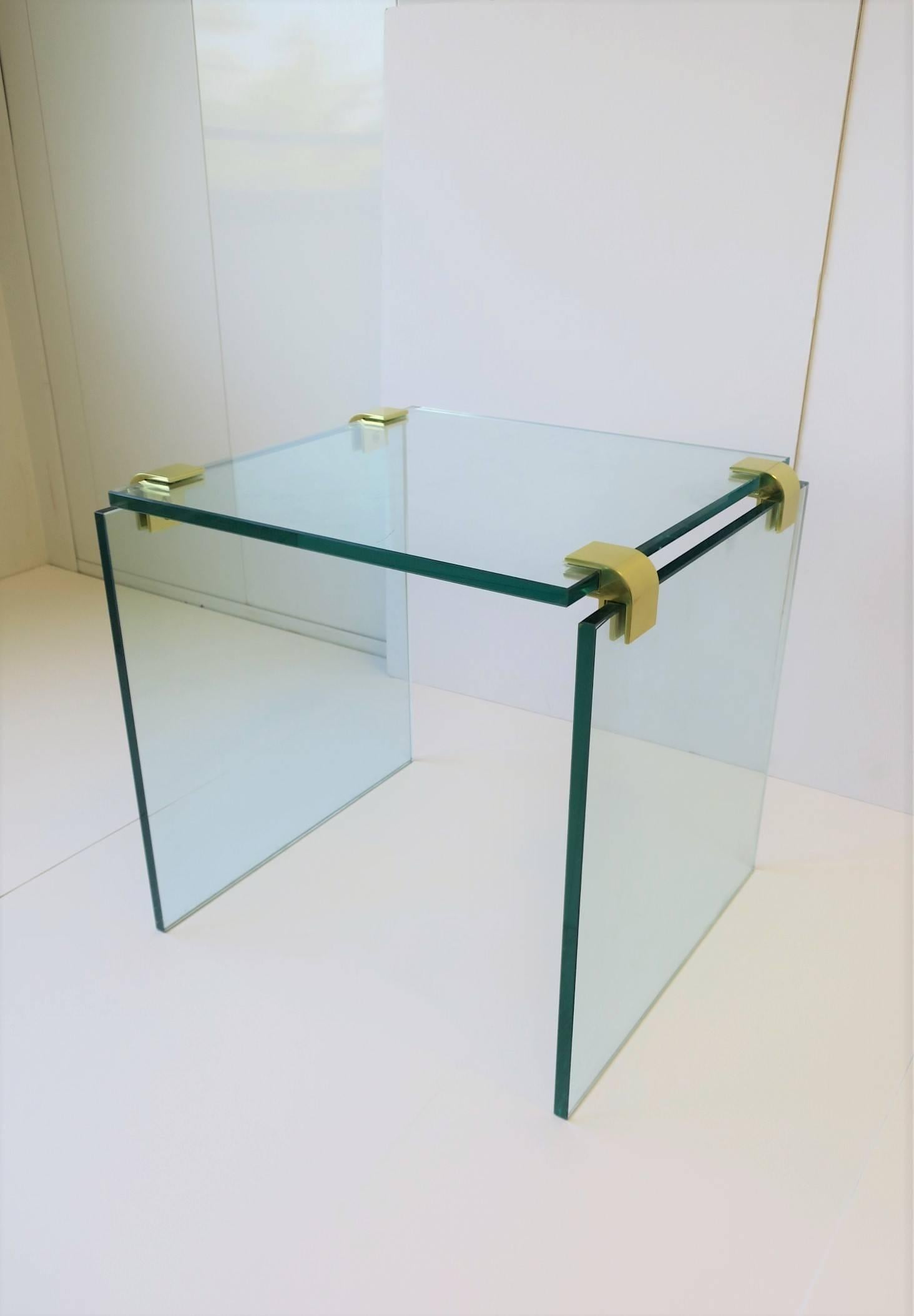 Modern Brass and Glass End or Side Table after Leon Rosen for Pace 3