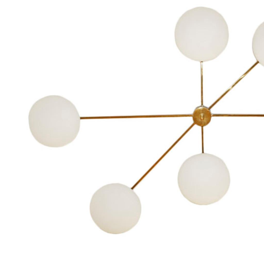 Contemporary Modern Brass and Glass Italian Ceiling Lamp in the Style of Angelo Lelli