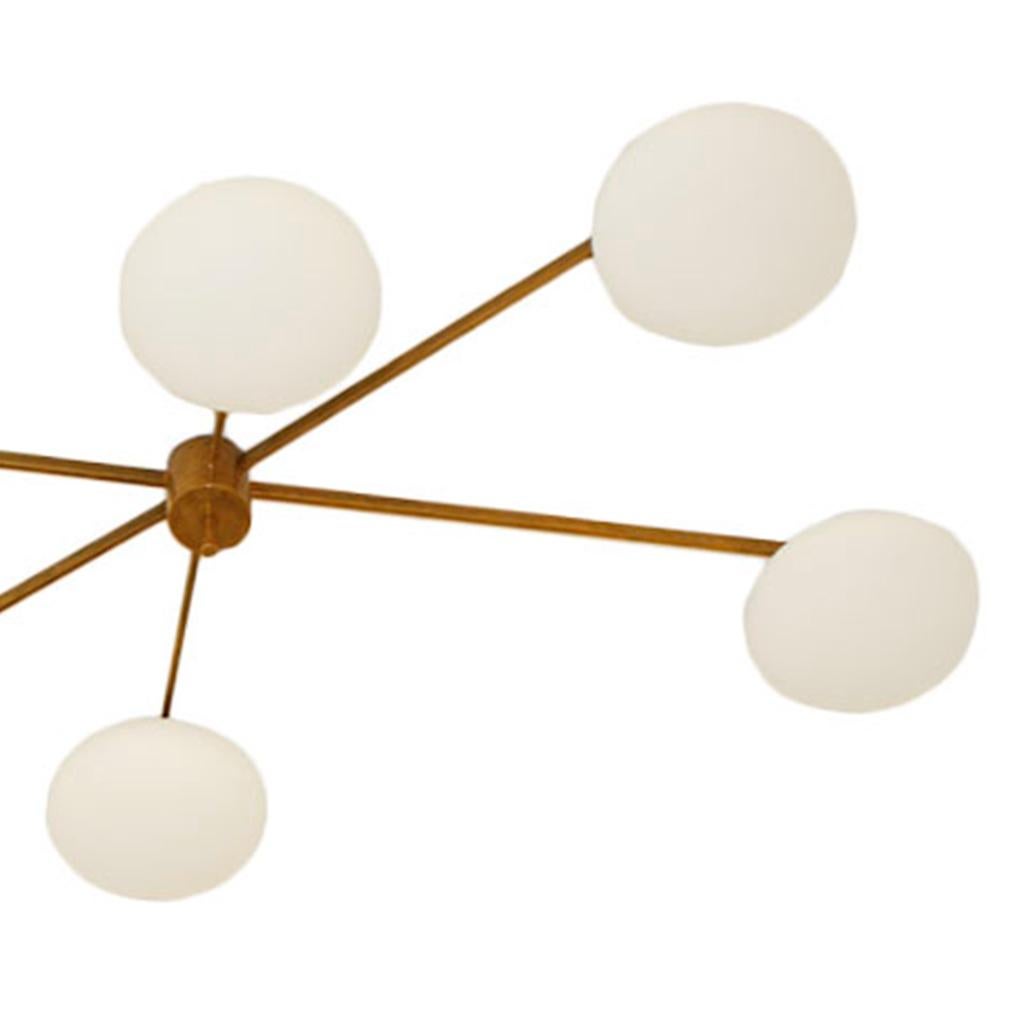 Modern Brass and Glass Italian Ceiling Lamp in the Style of Angelo Lelli 2