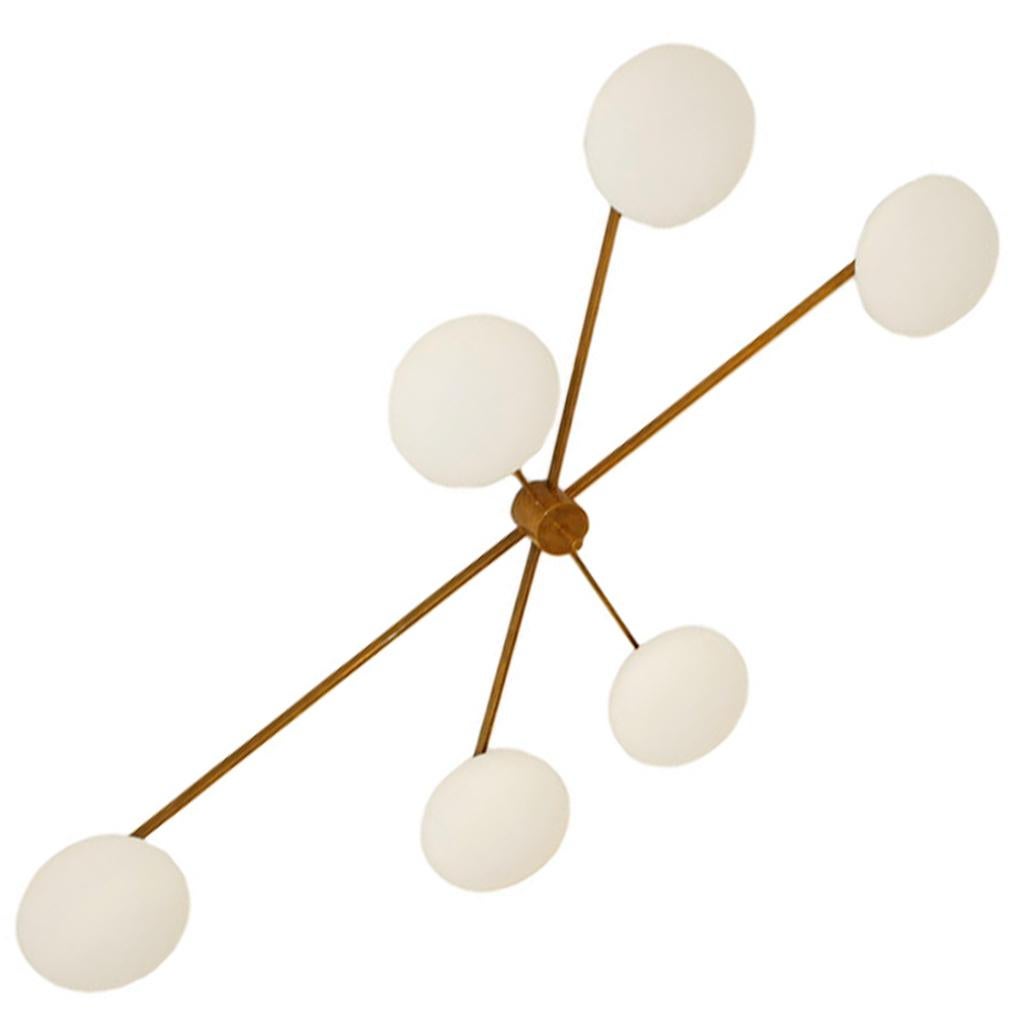 Modern Brass and Glass Italian Ceiling Lamp in the Style of Angelo Lelli 3