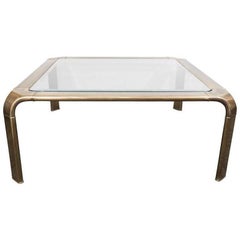 Modern Brass and Glass John Widdicomb Waterfall Square Coffee Table