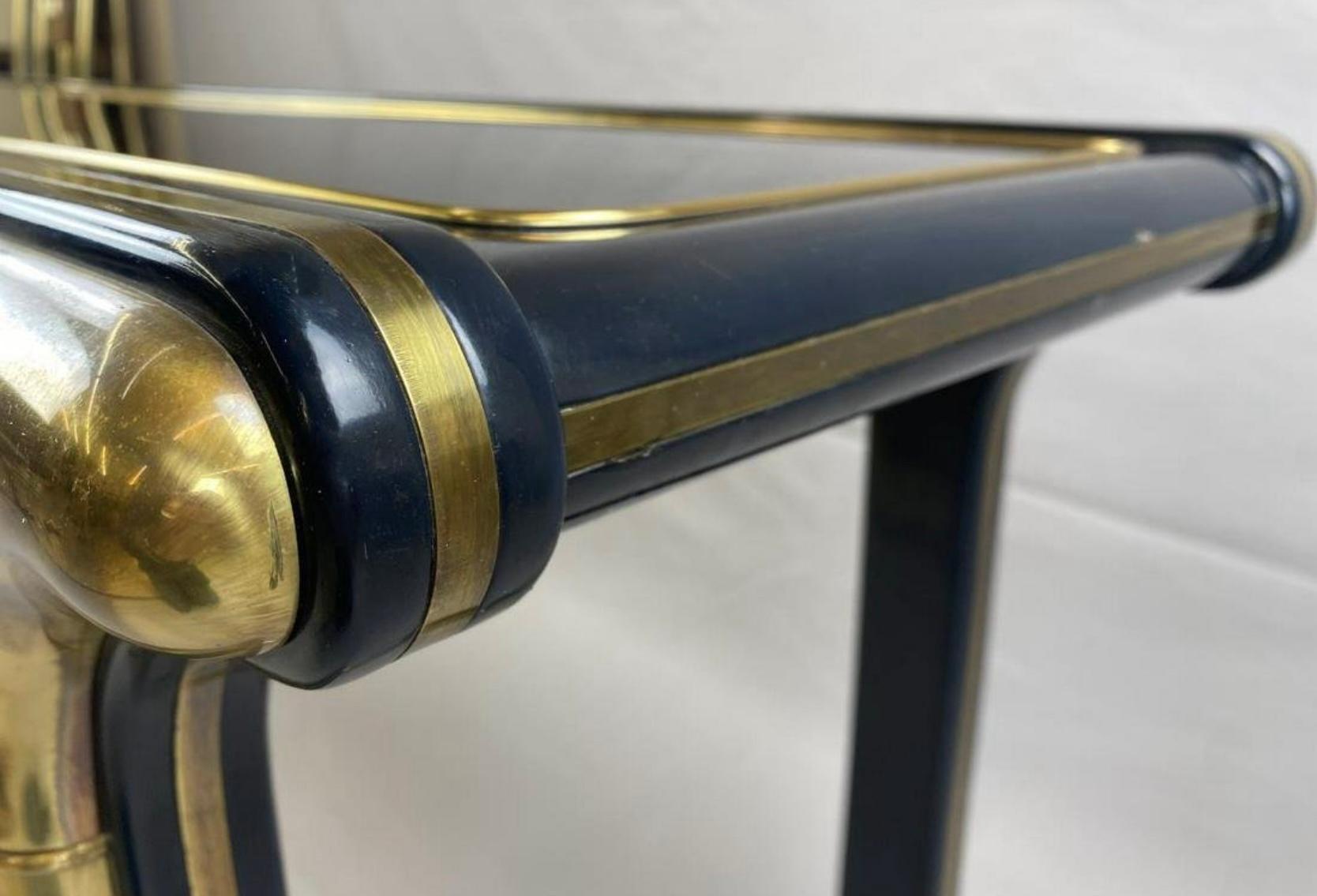 American Modern Brass And Lacquer Console Table By William Doezema For Mastercraft For Sale