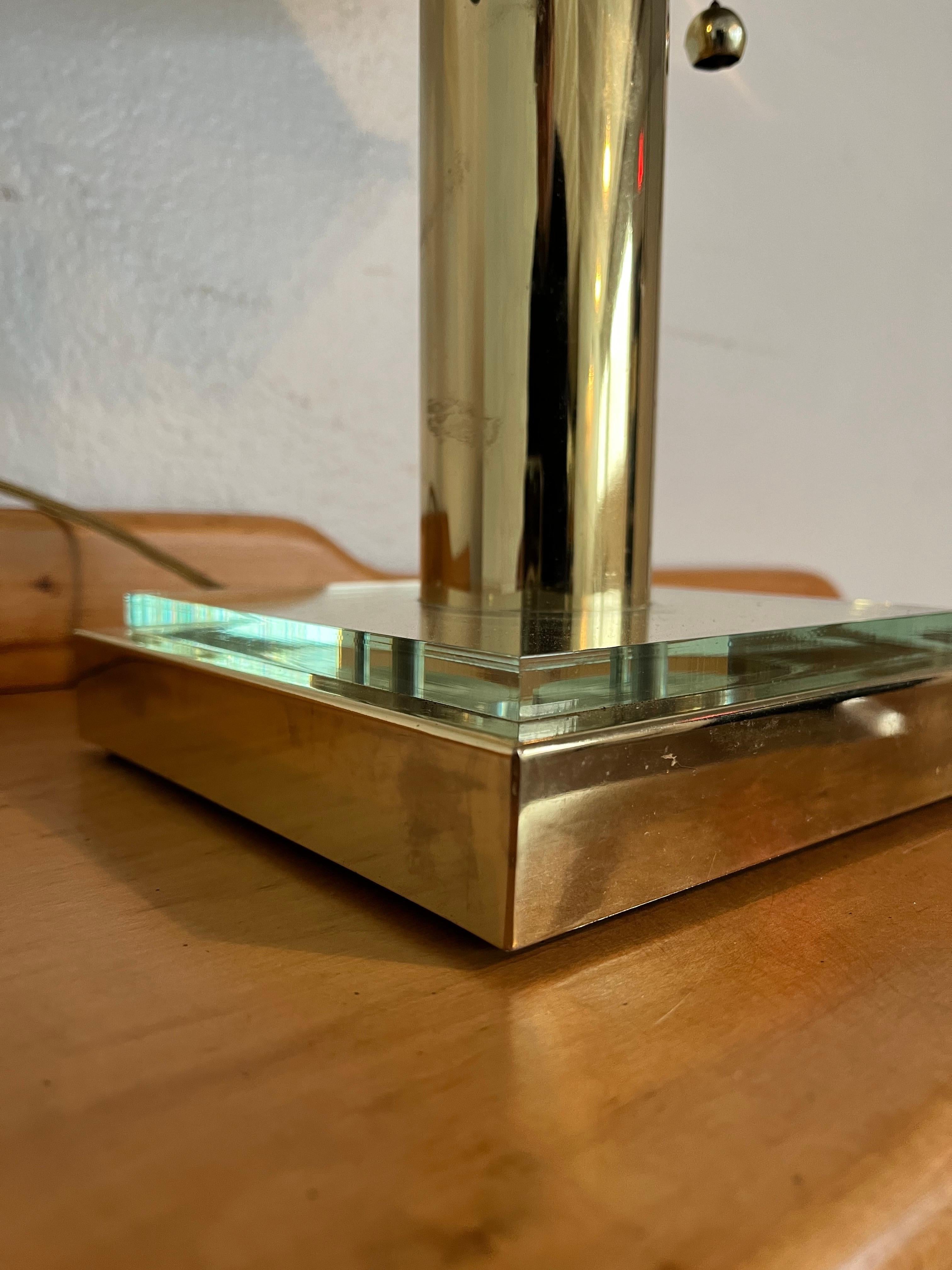 Modern Brass and Lucite Bankers Lamp For Sale 1