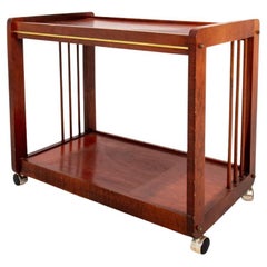 Vintage Modern Brass and Mahogany Bar Cart