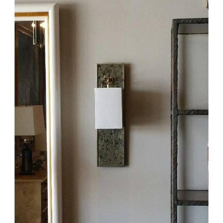 Modern Brass and Marbleized Wall Sconce V2 by Paul Marra For Sale 3