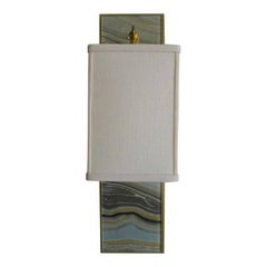 Modern Brass and Marbleized Wall Sconce V1 by Paul Marra