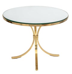 Modern Brass and Mirror Top Circular Side Table