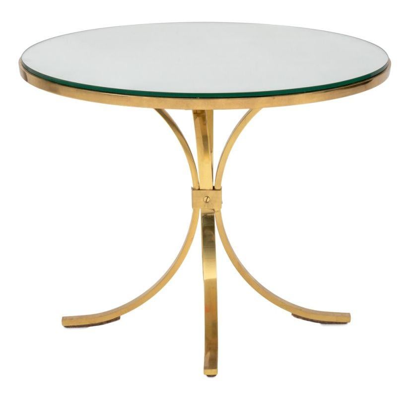 Modern Brass and Mirror Top Circular Side Table In Good Condition For Sale In Astoria, NY