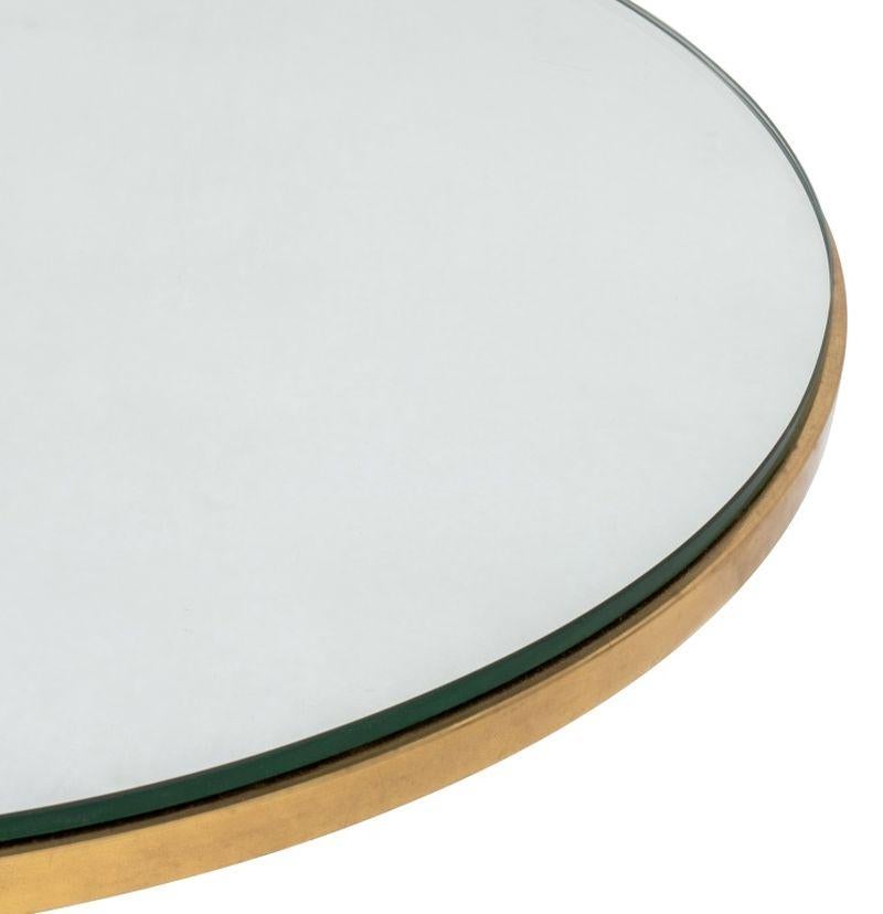 20th Century Modern Brass and Mirror Top Circular Side Table For Sale