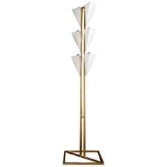Modern Brass and Mold Blown Glass Cyrus Floor Lamp