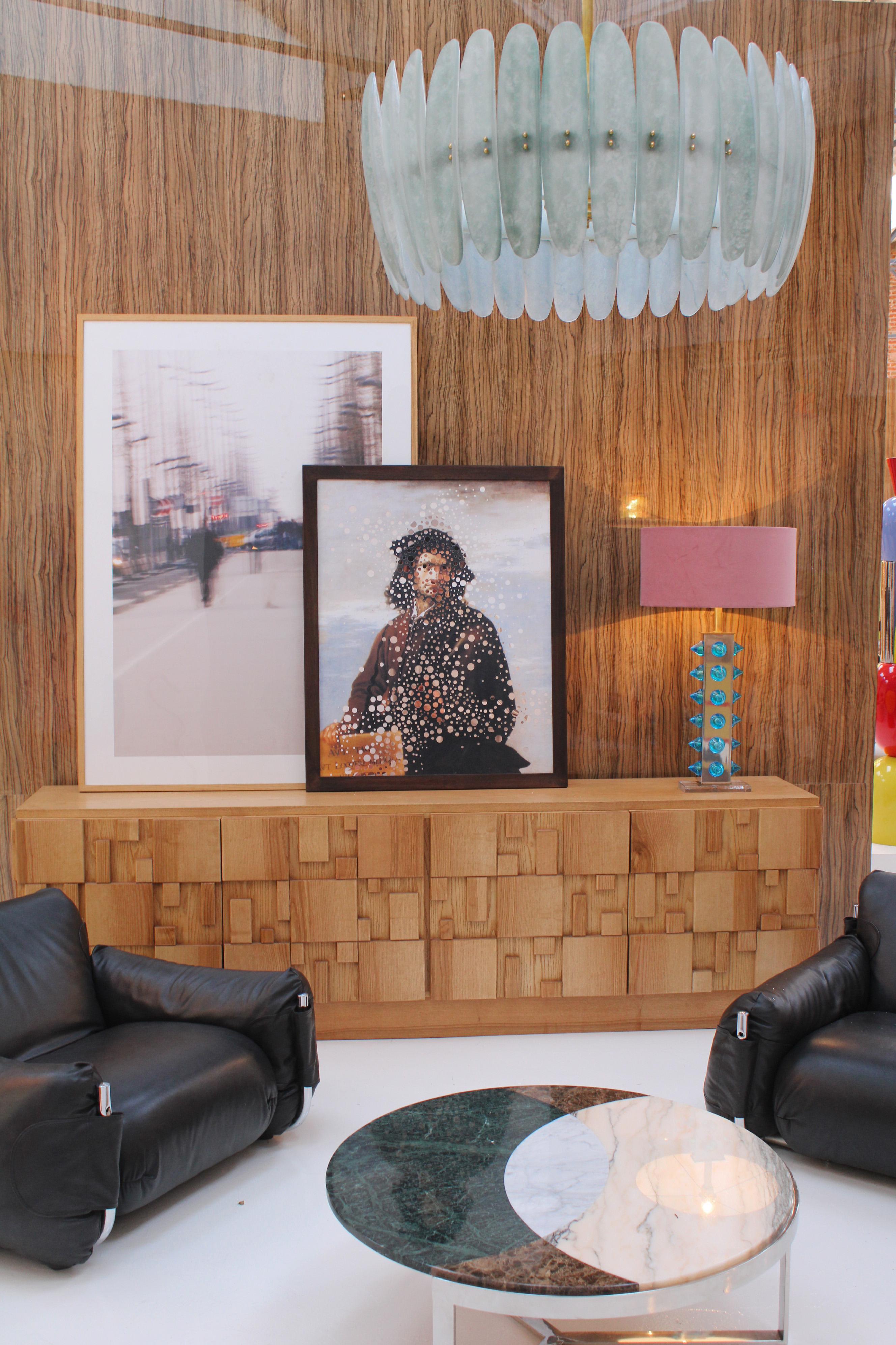 Lampada da soffitto moderna in ottone e vetro di Murano, Italia in vendita 2