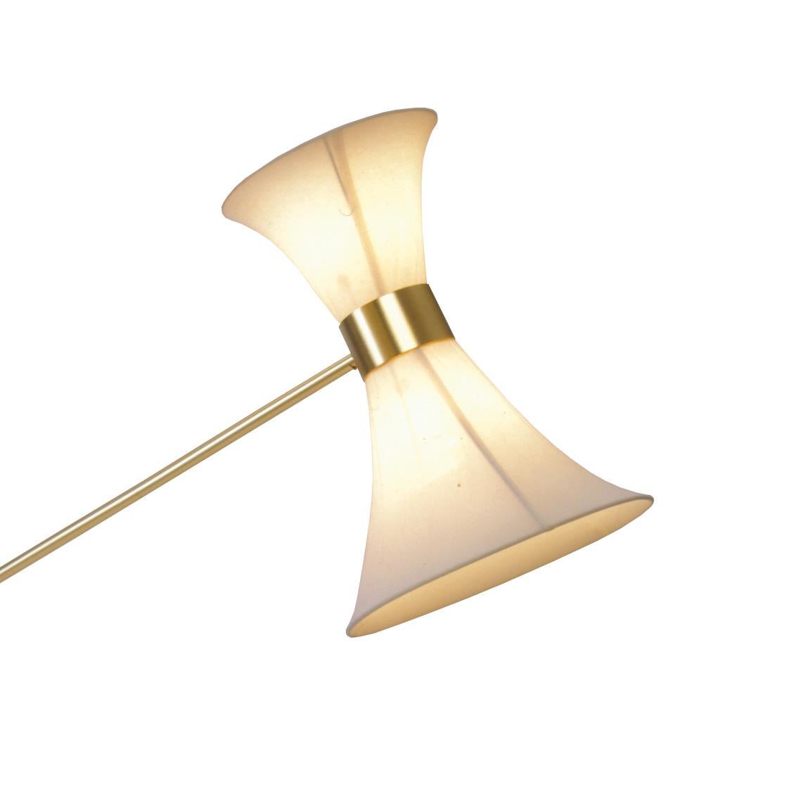 Hand-Crafted Modern Brass and Silk Floor Lamp -  For Sale