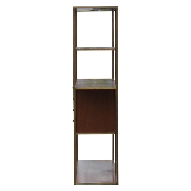 Modern Brass and Walnut Calvin Bookcase or Room Divider by Paul McCobb ...