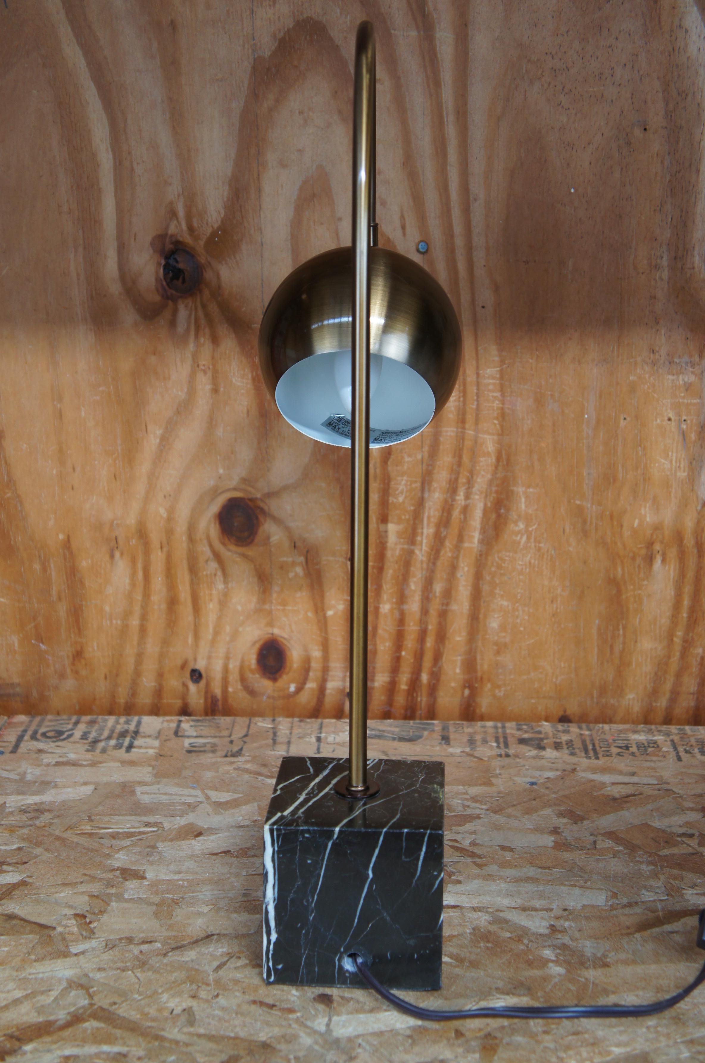 Lampe de bureau moderne en forme d'arc en laiton  base rglable en marbre - Modernist MCM 2
