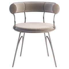 Modern  Brass Austin Dining Chair Polished Silver Steel Matte Velvet