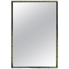 Modern Brass Bamboo Mirror in the Manner of Maison Baguès