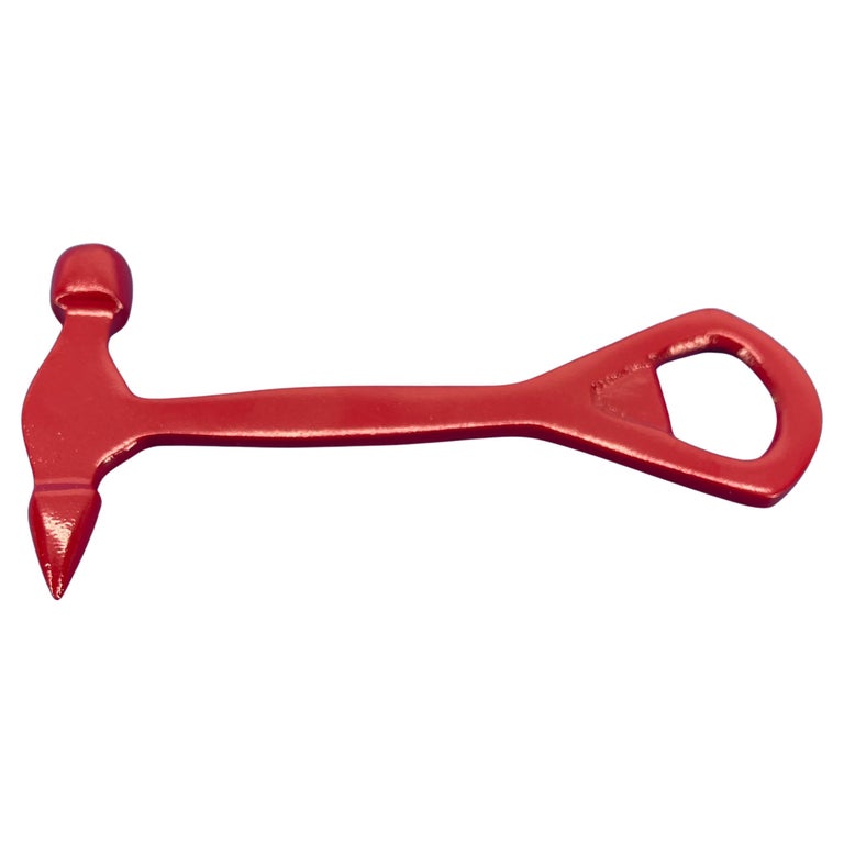 Modern Brass Bottle Holder, Powder Coated Bright Red For Sale at 1stDibs
