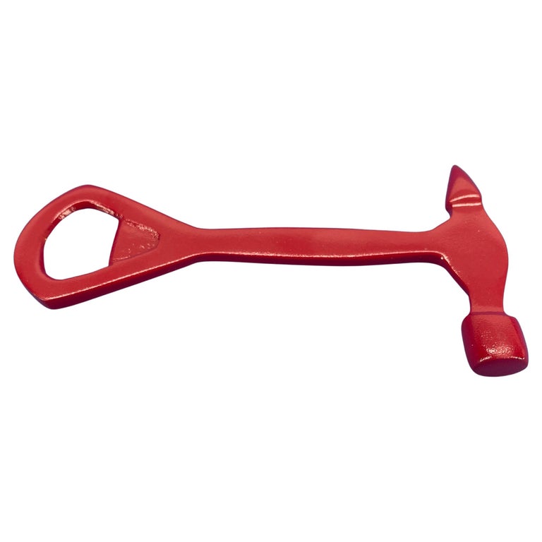 Modern Brass Bottle Holder, Powder Coated Bright Red For Sale at 1stDibs