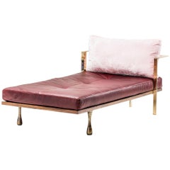 Modernes Daybed aus Messing:: bronziertem Stahl:: Leder und Samt Little Miss Fat