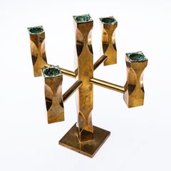 Modern Brass Candelabra by Lars Akesson, marker's Mark