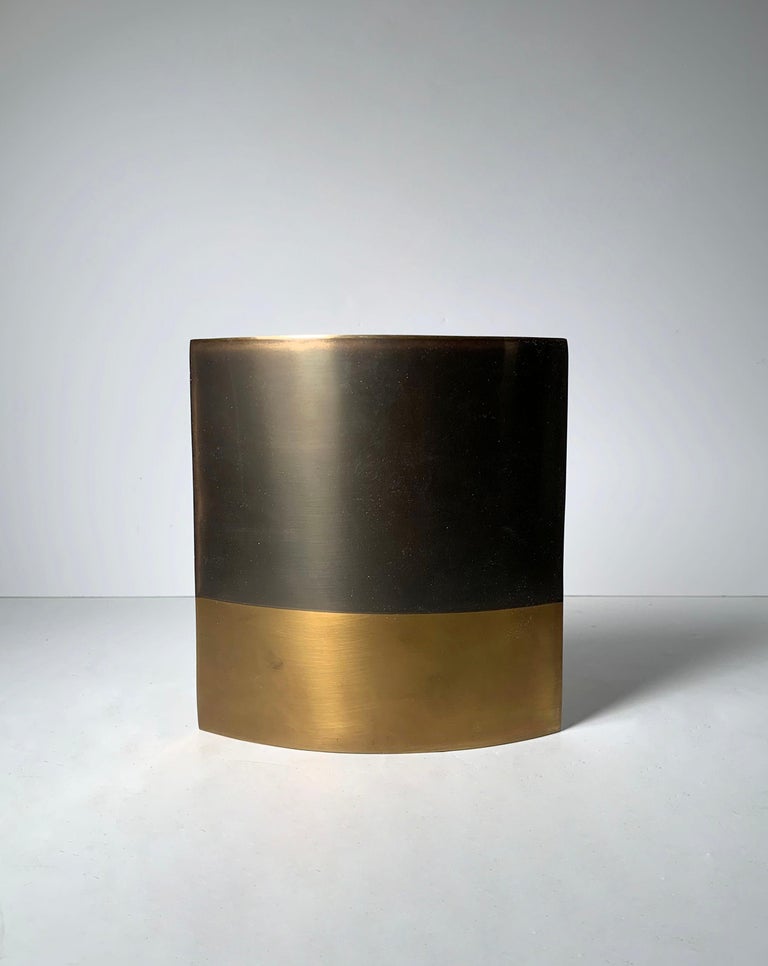 Modern brass candleholder / vase by Michael Aram.
Manner of Paul Evans and Curtis Jere
  