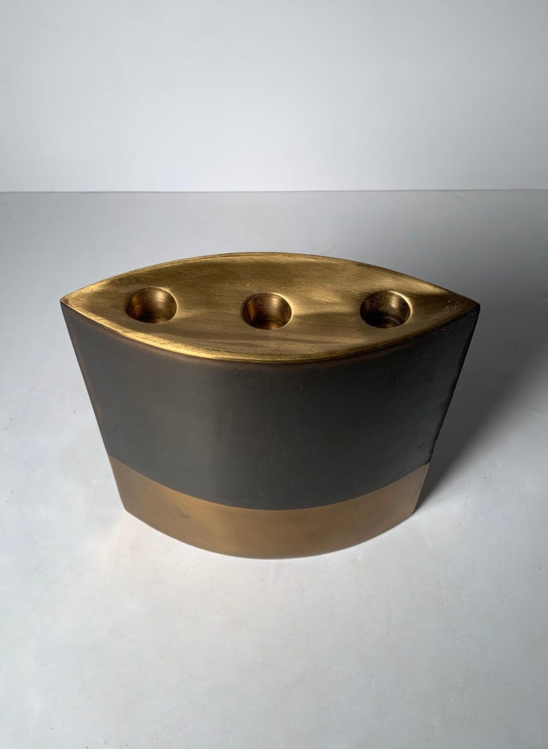 Post-Modern Modern Brass Candleholder / Vase by Michael Aram For Sale