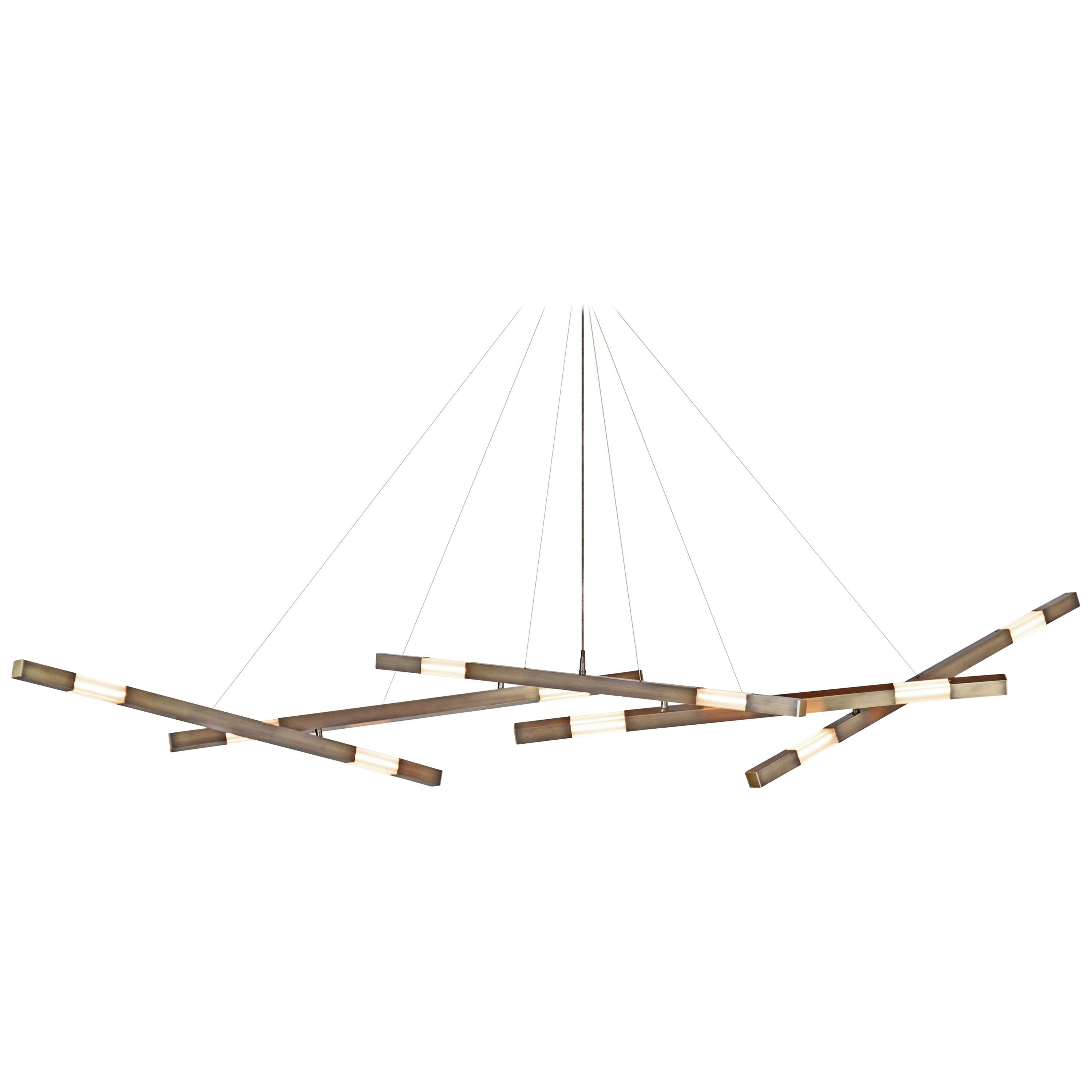 Modern Brass Chandelier - Bespoke Pendant - FUSE Stilk Chandelier -Daikon Studio