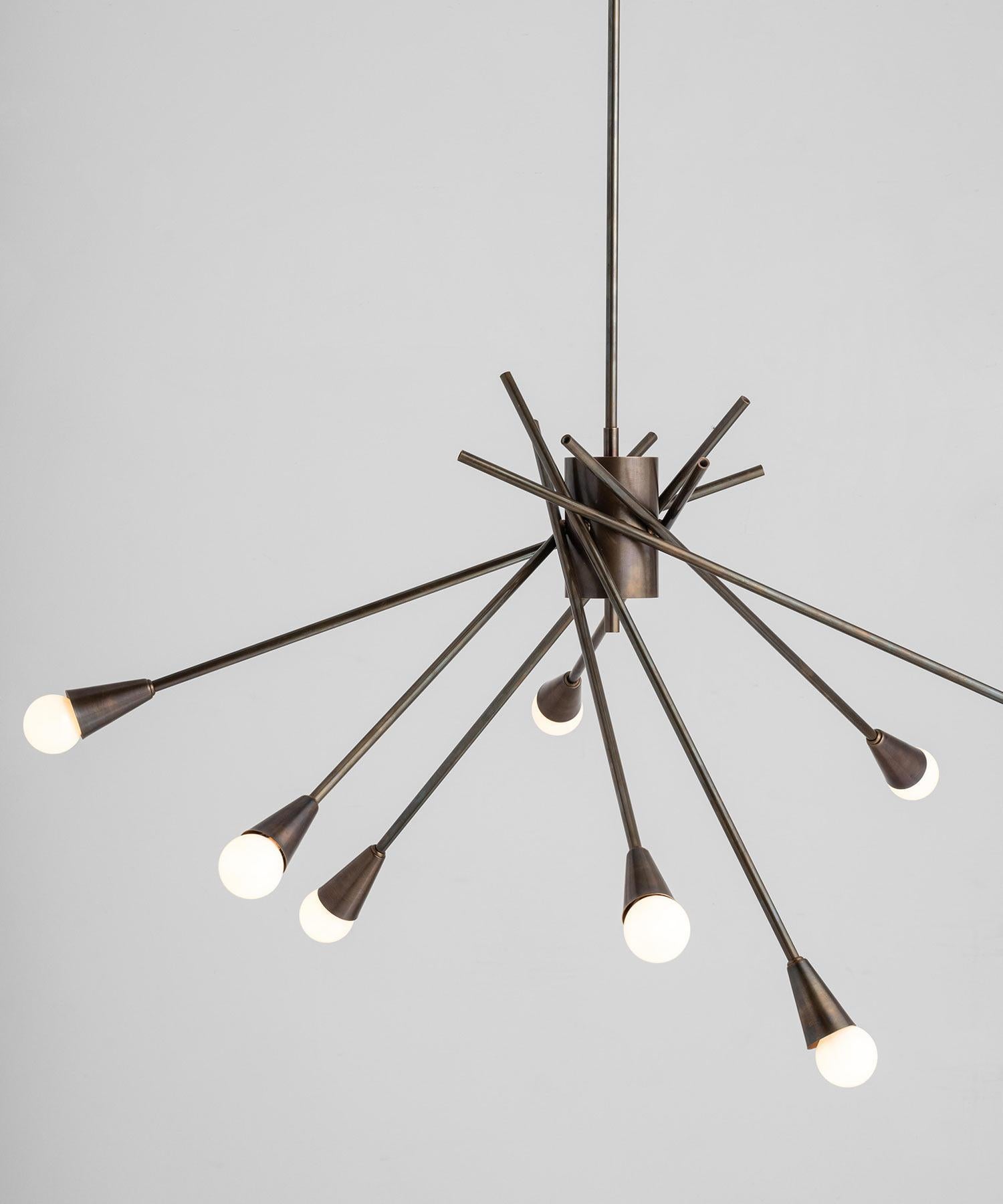 Contemporary Modern Brass Chandelier, Made in Italy For Sale