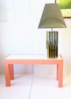 Modern Brass Chrome and Lucite Table Lamp, circa 1970s