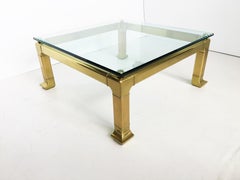 Modern Brass Coffee Table by Mastercraft with Glass Top