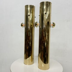 1970s Style of Robert Sonneman Brass Cylinder Table Lamps