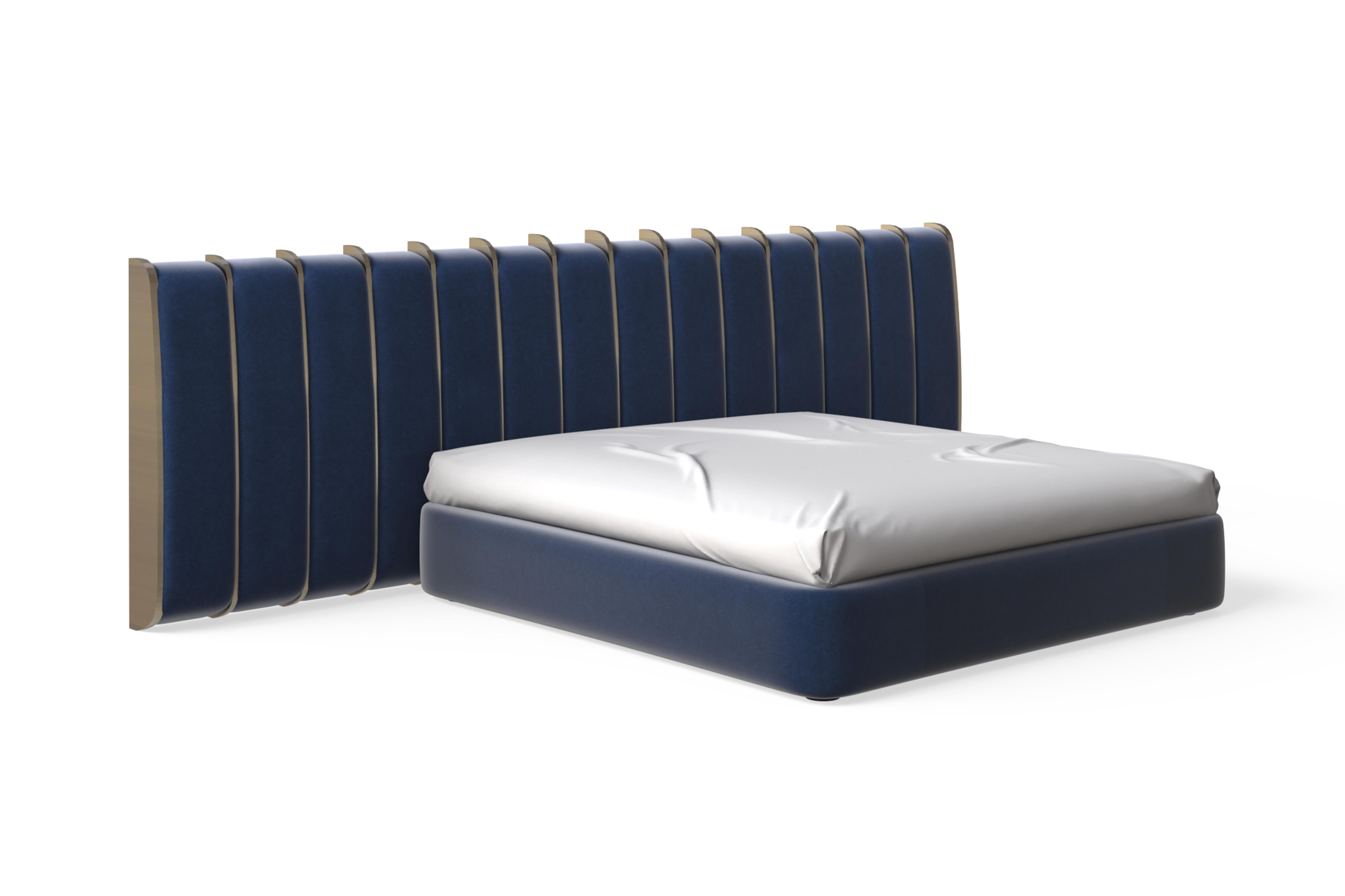 Modern Brass DEDAR Silk Velvet Bed US King Handmade Portugal Greenapple In New Condition For Sale In Lisboa, PT