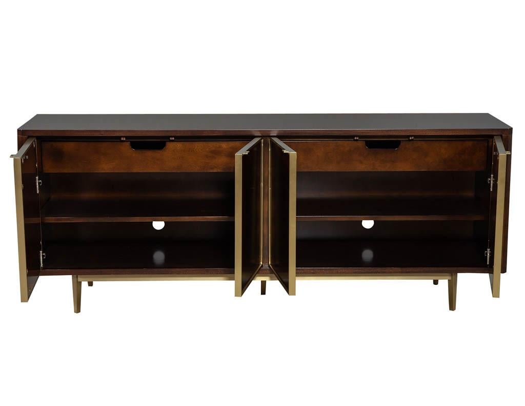Modern Brass Detailed Sideboard Buffet Credenza In Good Condition In North York, ON