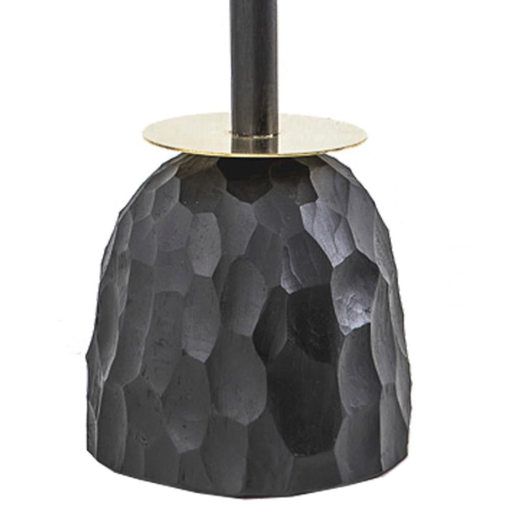 Moderne Modern Brass, Duco Turned Timber & Resin Primal Candlestick Extra Large (chandelier en bois tourné et en résine) en vente