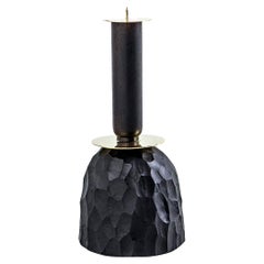 Modern Brass, Duco Turned Timber & Resin Primal Candlestick Extra Small (chandelier en bois tourné et en résine)