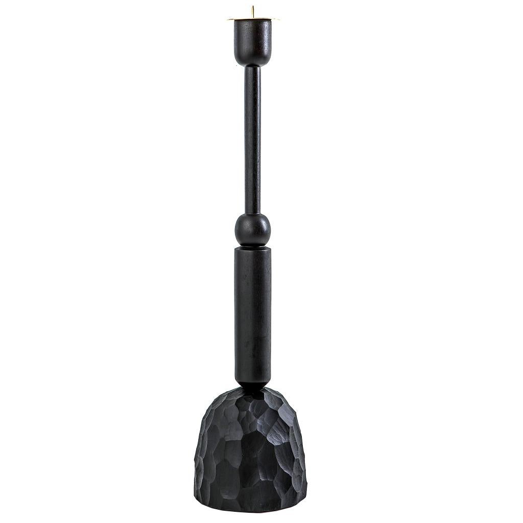 Modernes Messing, Duco Gedrechseltes Holz & Harz Primal Kerzenleuchter Set (Gegossen) im Angebot