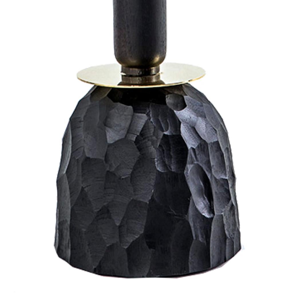 Modernes Messing, Duco Gedrechseltes Holz & Harz Primal Kerzenleuchter Klein (Gegossen) im Angebot