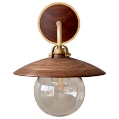 Modern Brass Edmund Sconce in Black Walnut