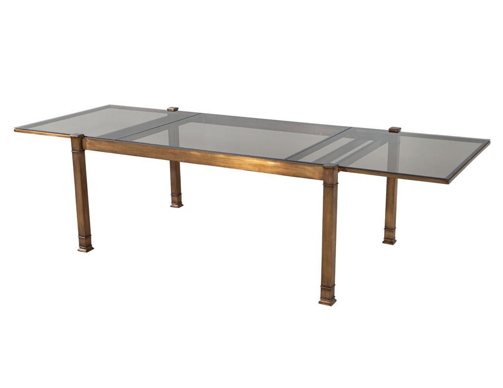 Modern Brass Extendable Dining Table by Mastercraft 1970’s USA 7