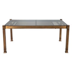 Table de salle à manger moderne à rallonge en laiton de Mastercraft, États-Unis, années 1970
