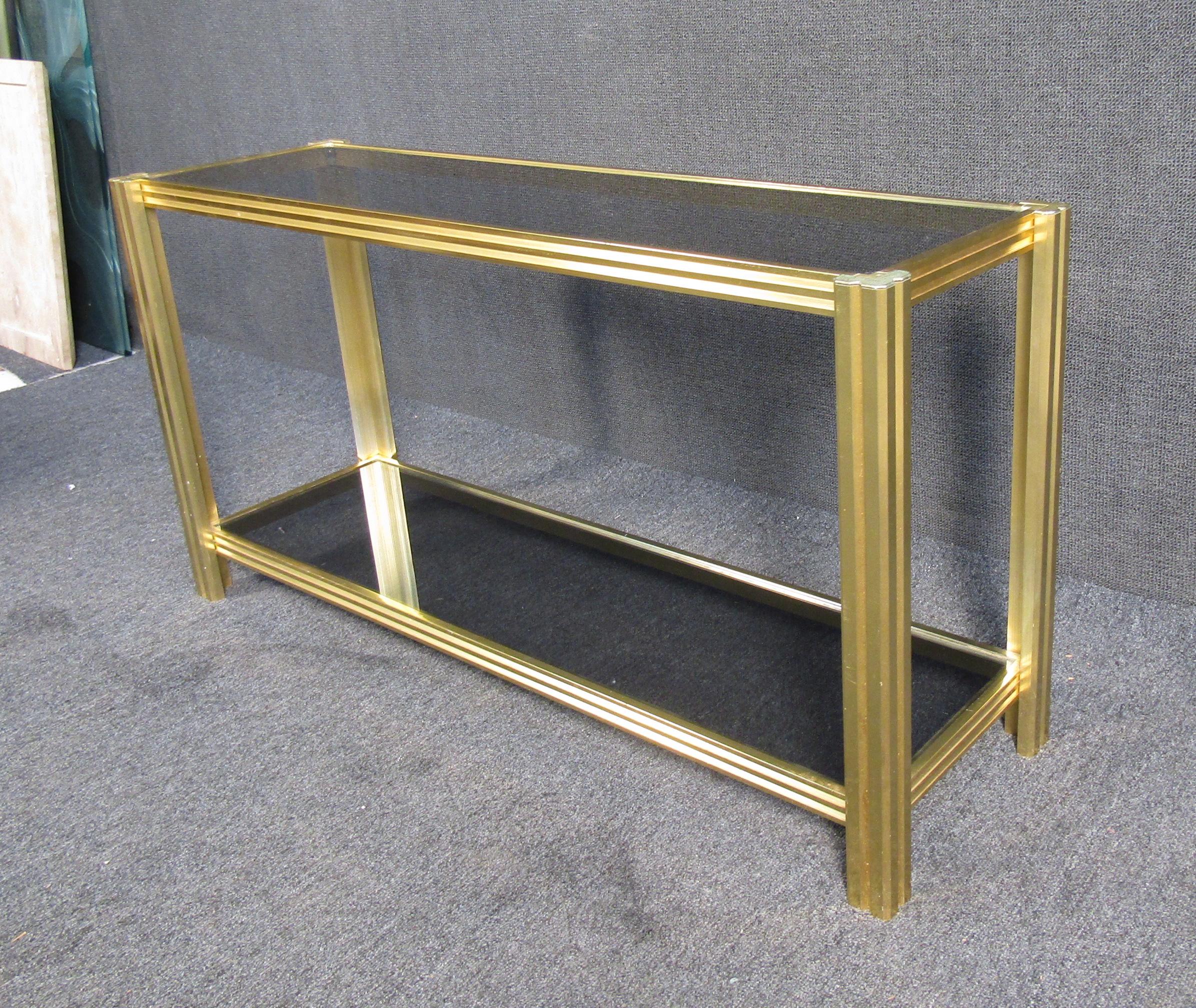 Modern Brass Finish Console Table  In Good Condition For Sale In Brooklyn, NY