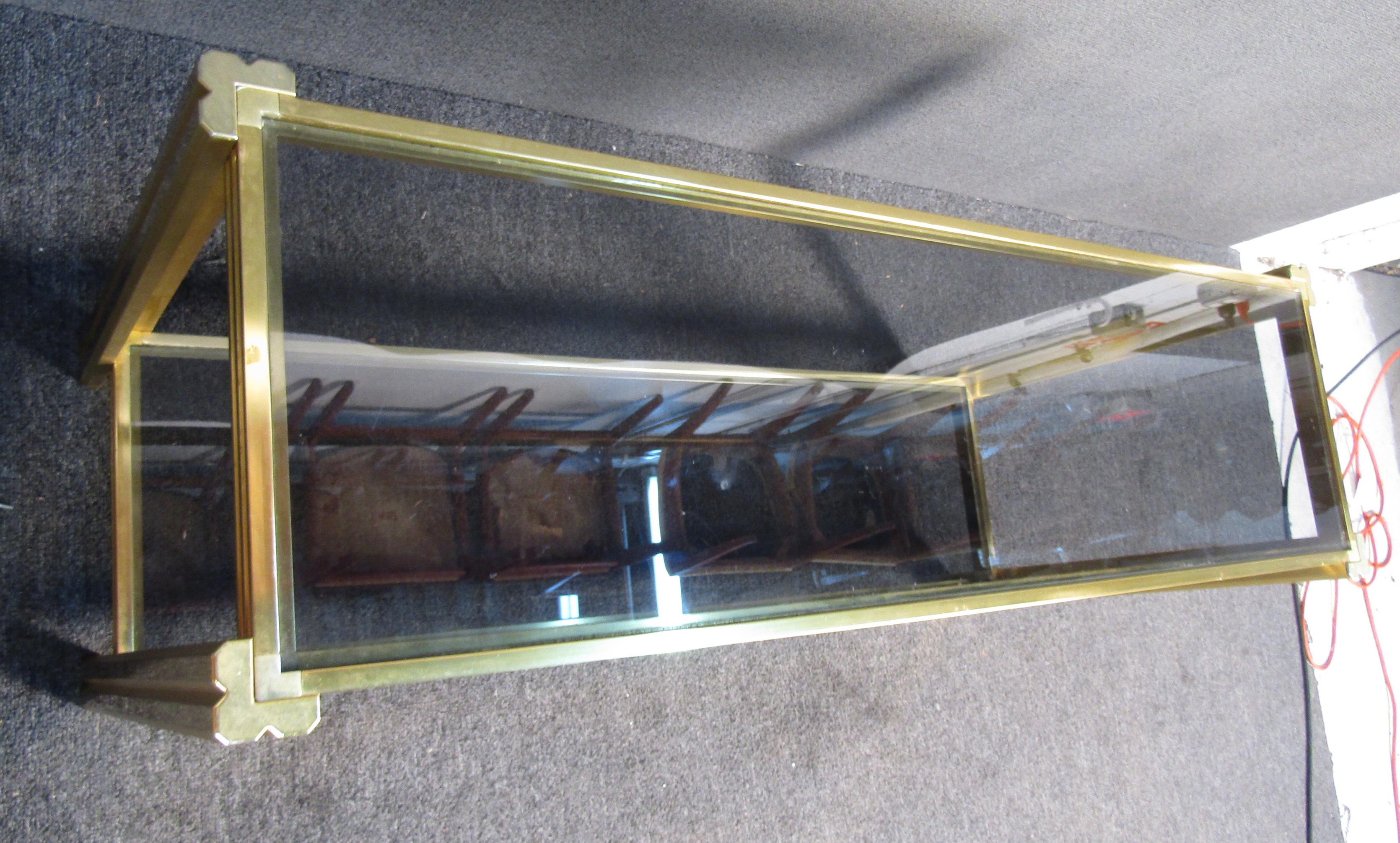 Glass Modern Brass Finish Console Table  For Sale
