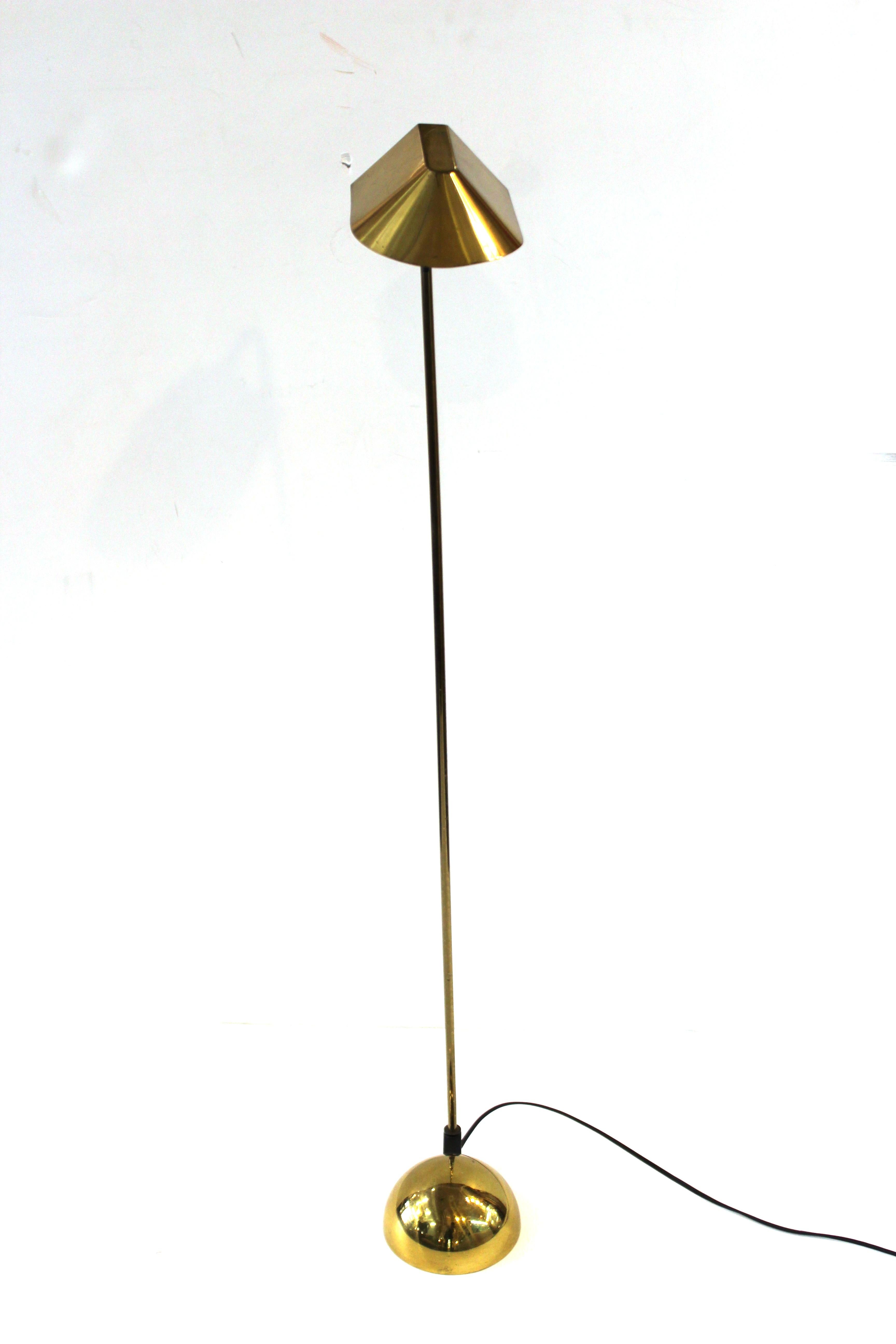 Modern Brass Floor Lamp or Reading Lamp with Adjustable Shade In Good Condition In New York, NY