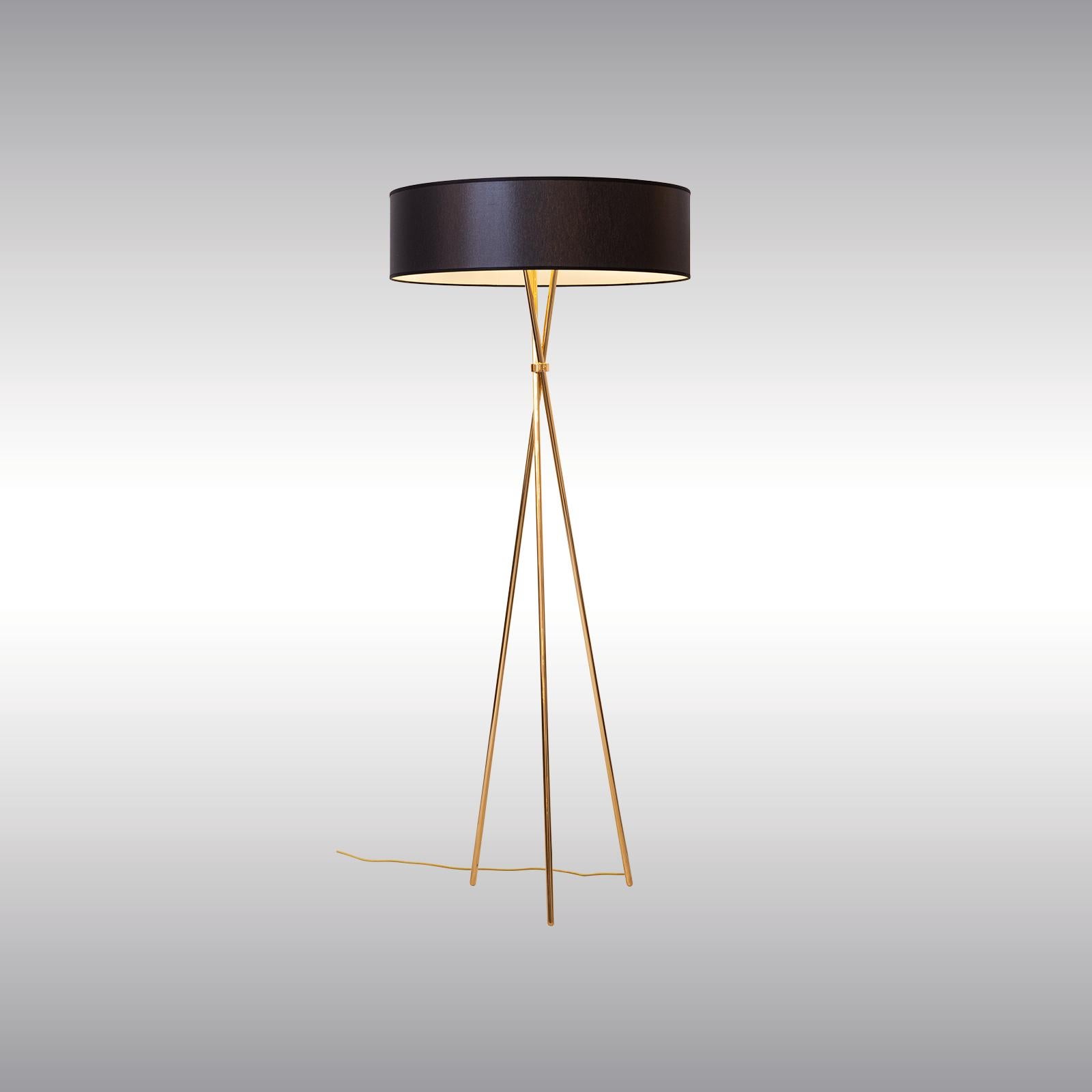 Contemporary Modern brass Floor-Lamp with a Big Carton-Shade, 