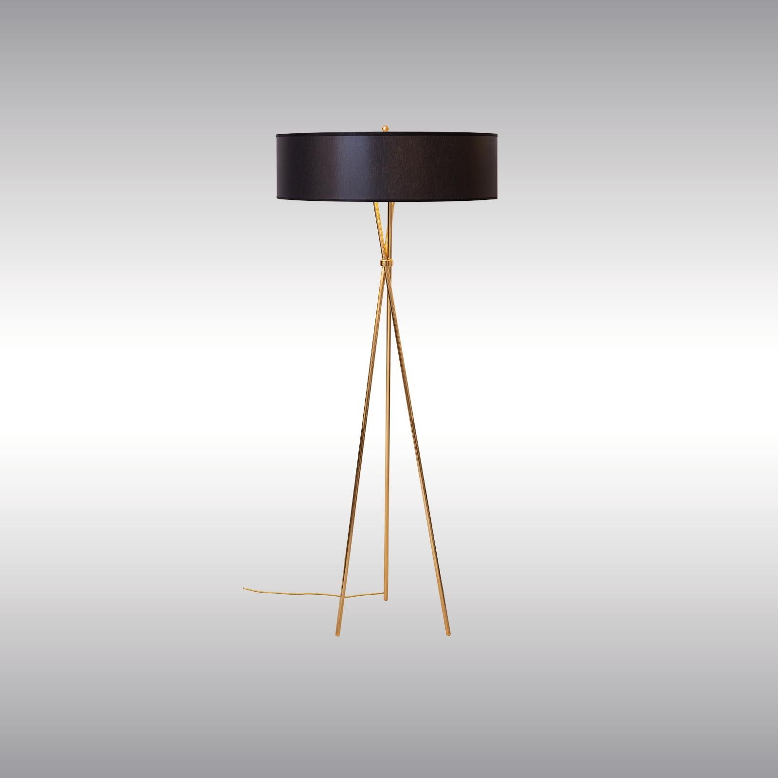 Modern brass Floor-Lamp with a Big Carton-Shade, 