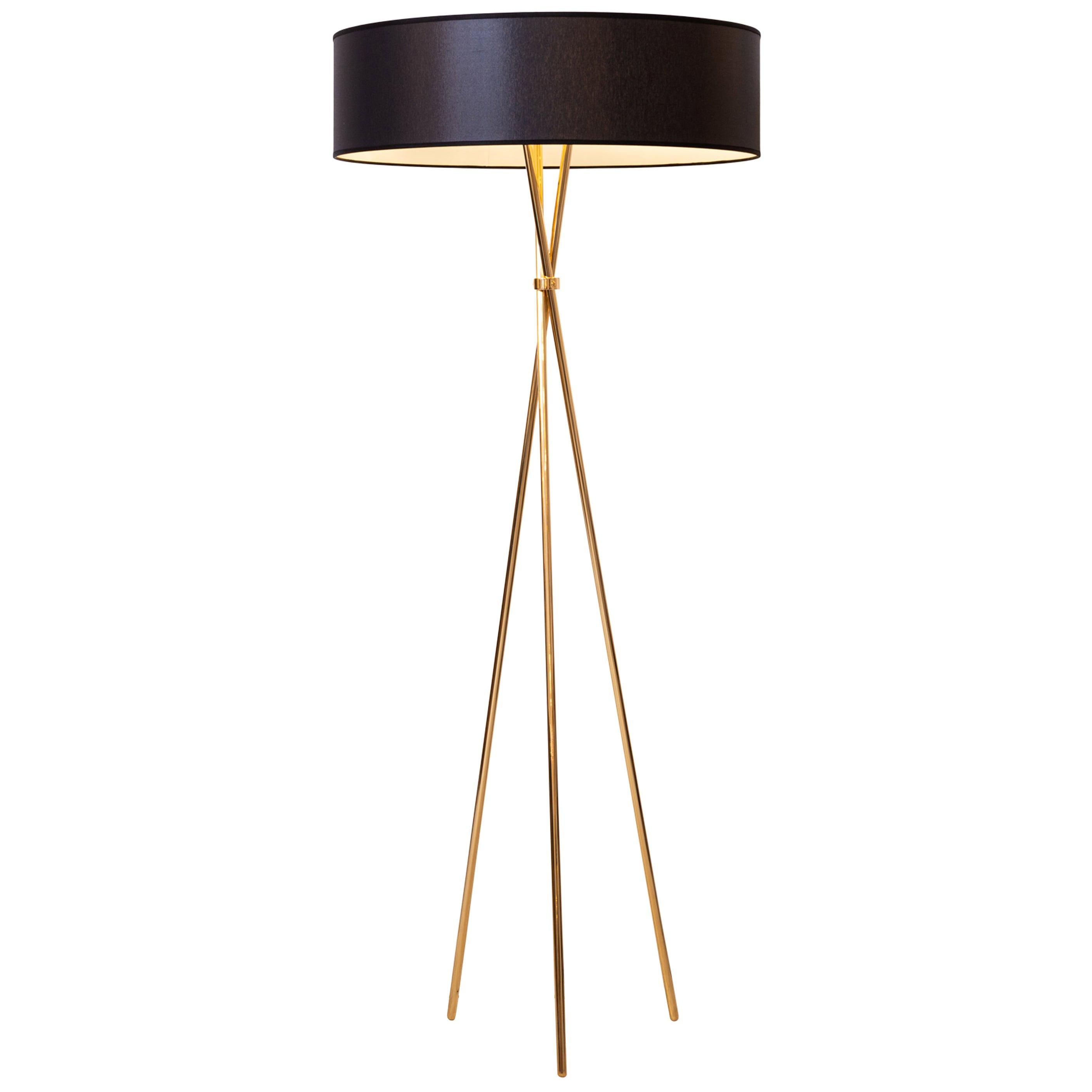 Modern brass Floor-Lamp with a Big Carton-Shade, "Quo Vadis" For Sale