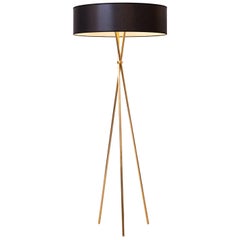 Modern brass Floor-Lamp with a Big Carton-Shade, "Quo Vadis"